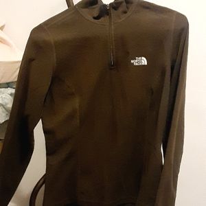 brown northface pullover sweater